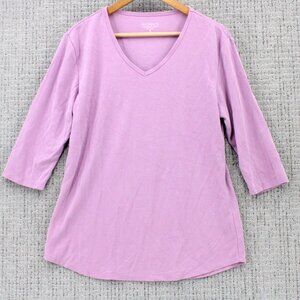SEGMENTS Performance Shirt Top Womens Large L Pink Solid Pullover Long Sleeve